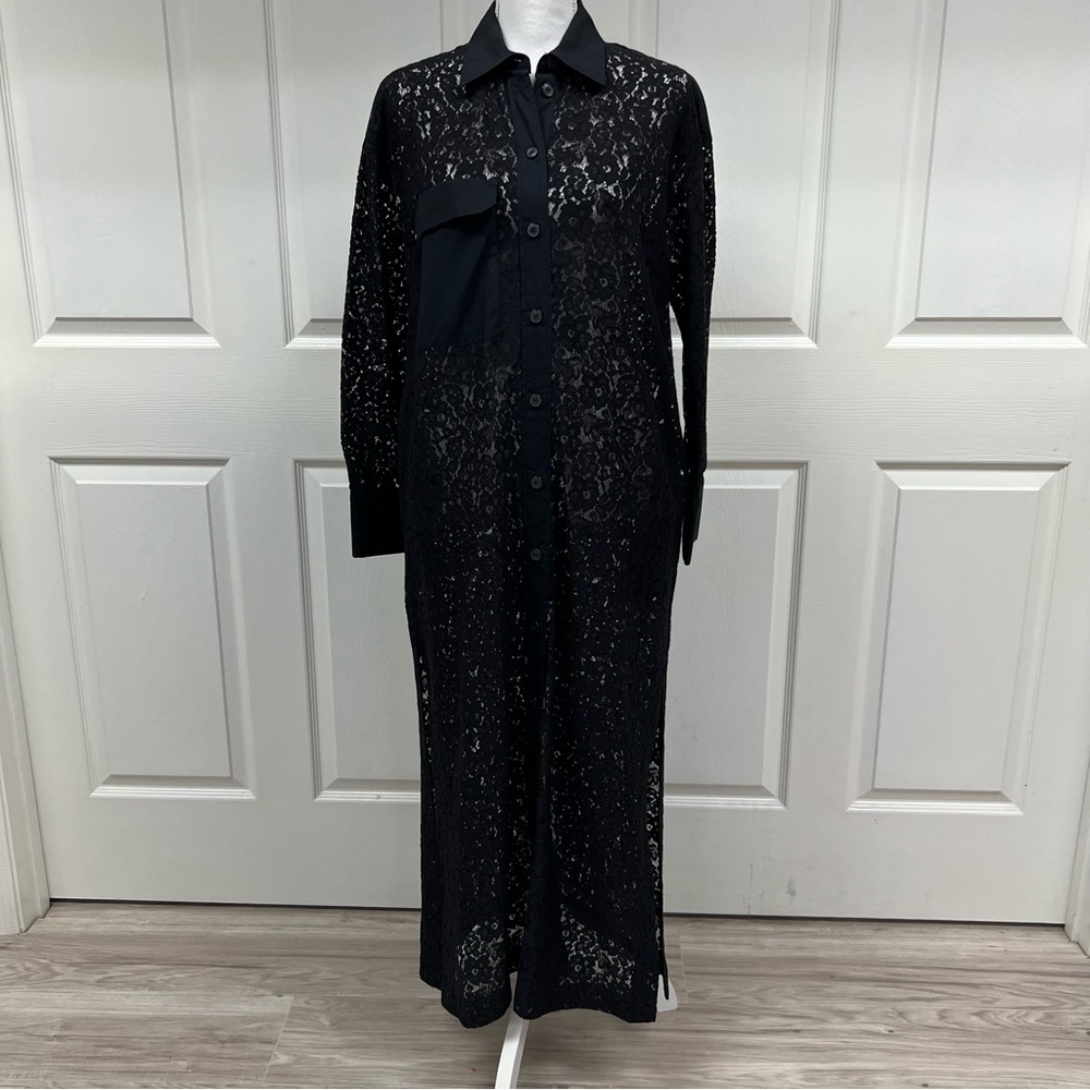 Zara Black Lace Shirt Dress Size S NWT